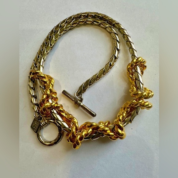 80s Anne Klein Vintage Two Tone Chunky Chain Necklace - Picture 6 of 8